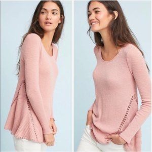 Anthropologie Eri + Ali Pink Waffle Knit Sweater